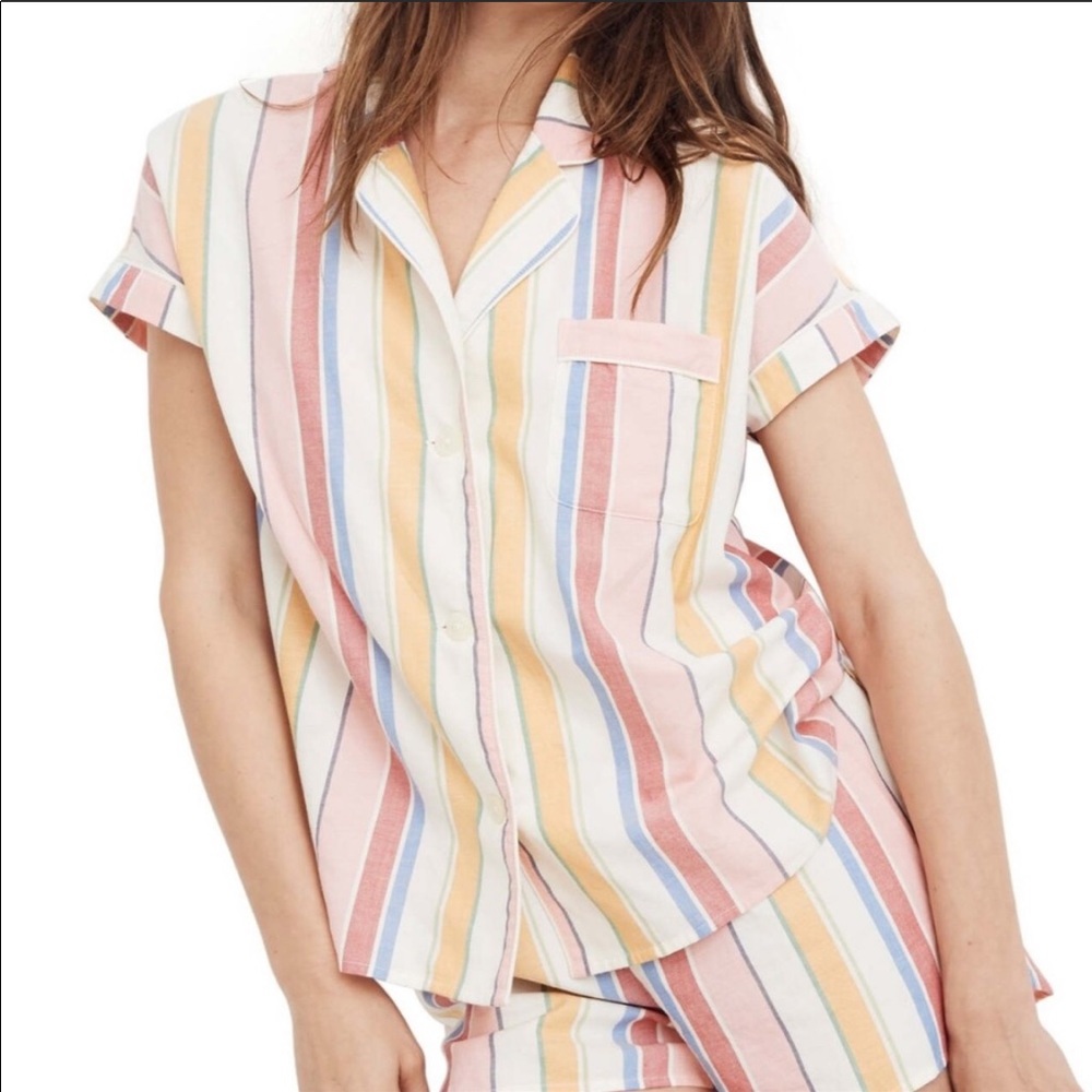 Madewell Bedtime Pajama Top Rainbow Stripe M